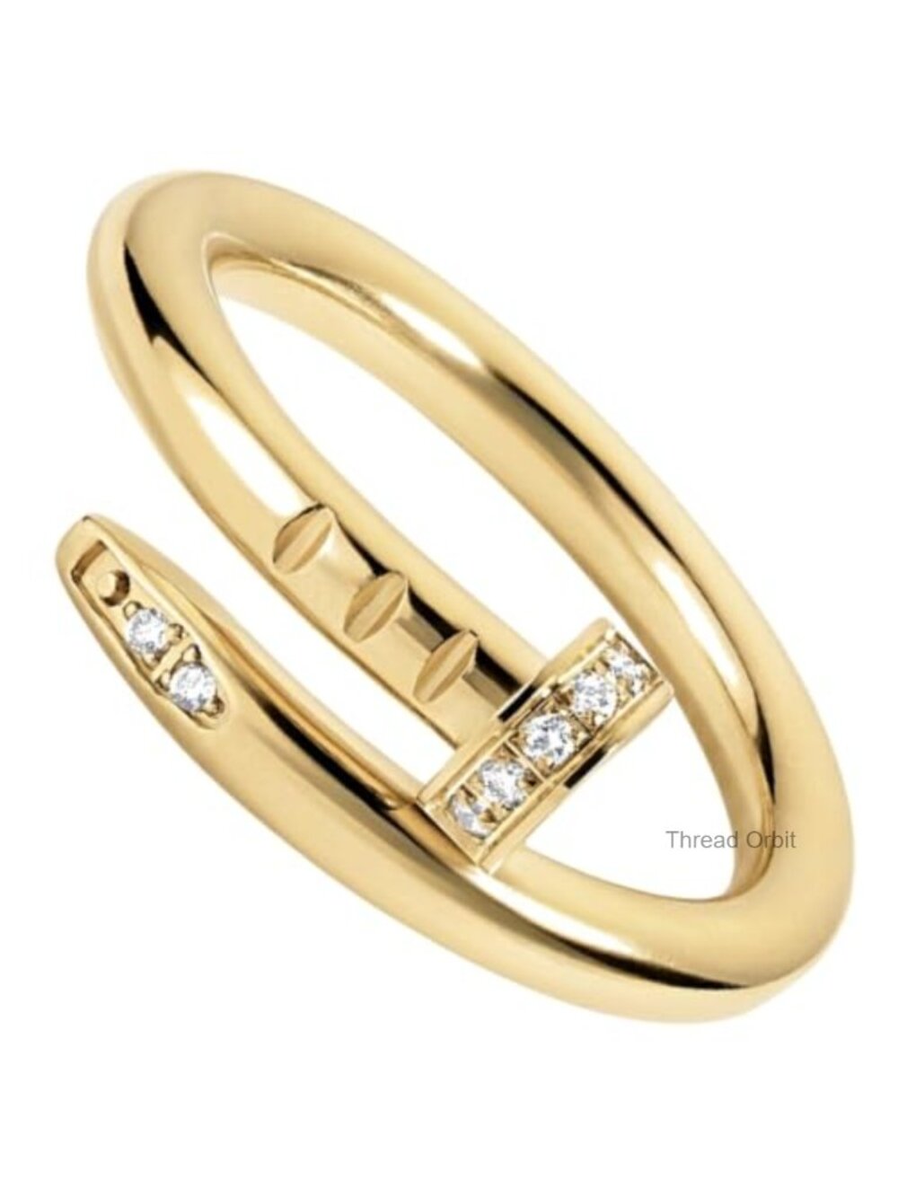 14k Gold Plated Statement Ring, Nail-Inspired, Size 8, Modern Minimalist Jewelry